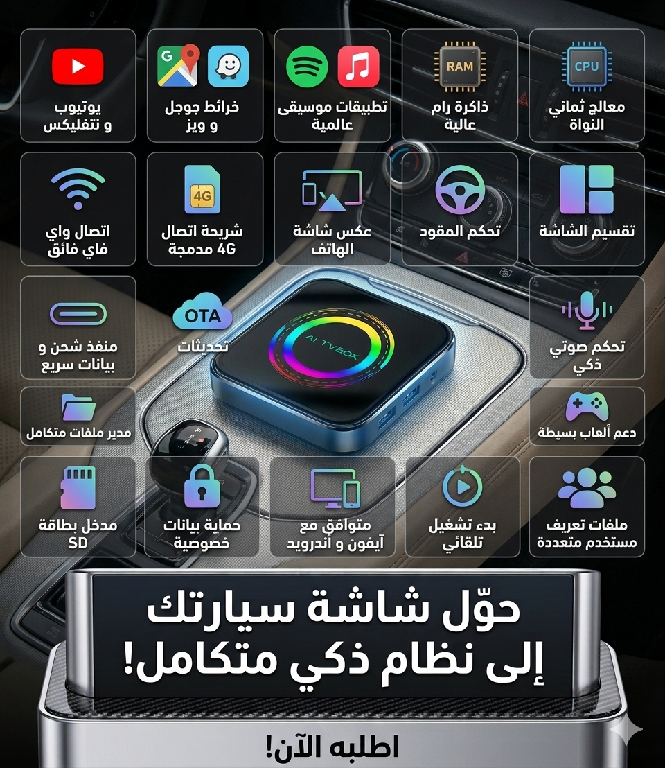 محول شاشة السيارة الذكي (Android AI Box)"